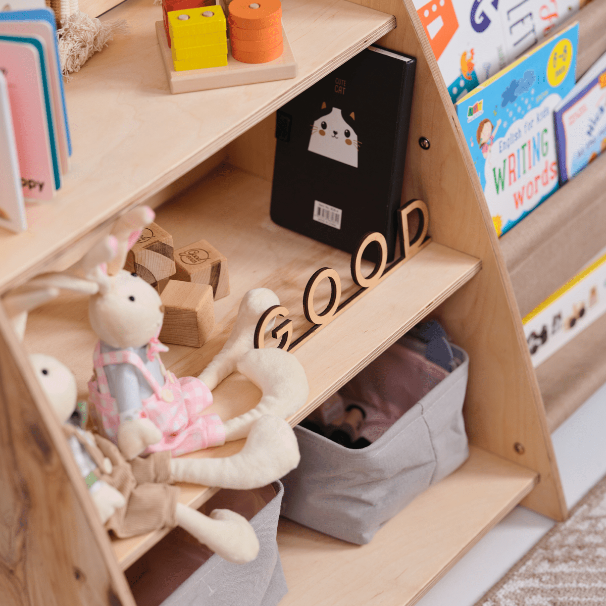 2-in-1 Montessori Shelf for Books & Toys
