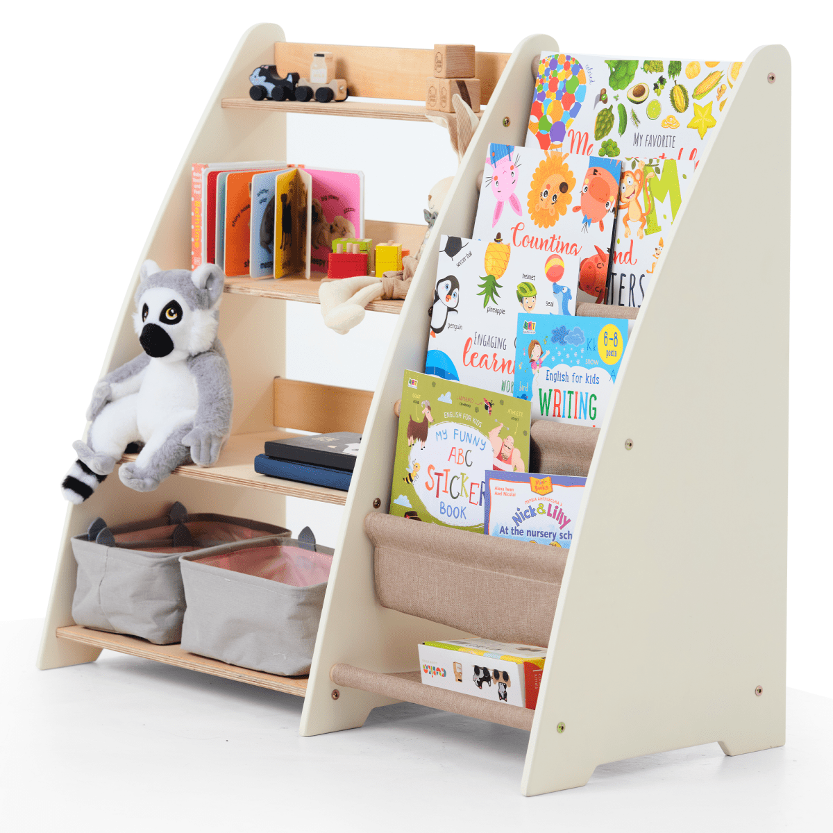 2-in-1 Montessori Shelf for Books & Toys