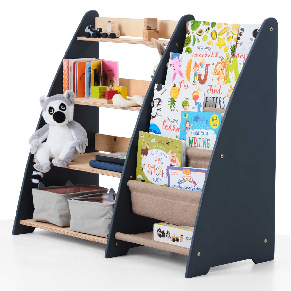 2-in-1 Montessori Shelf for Books & Toys