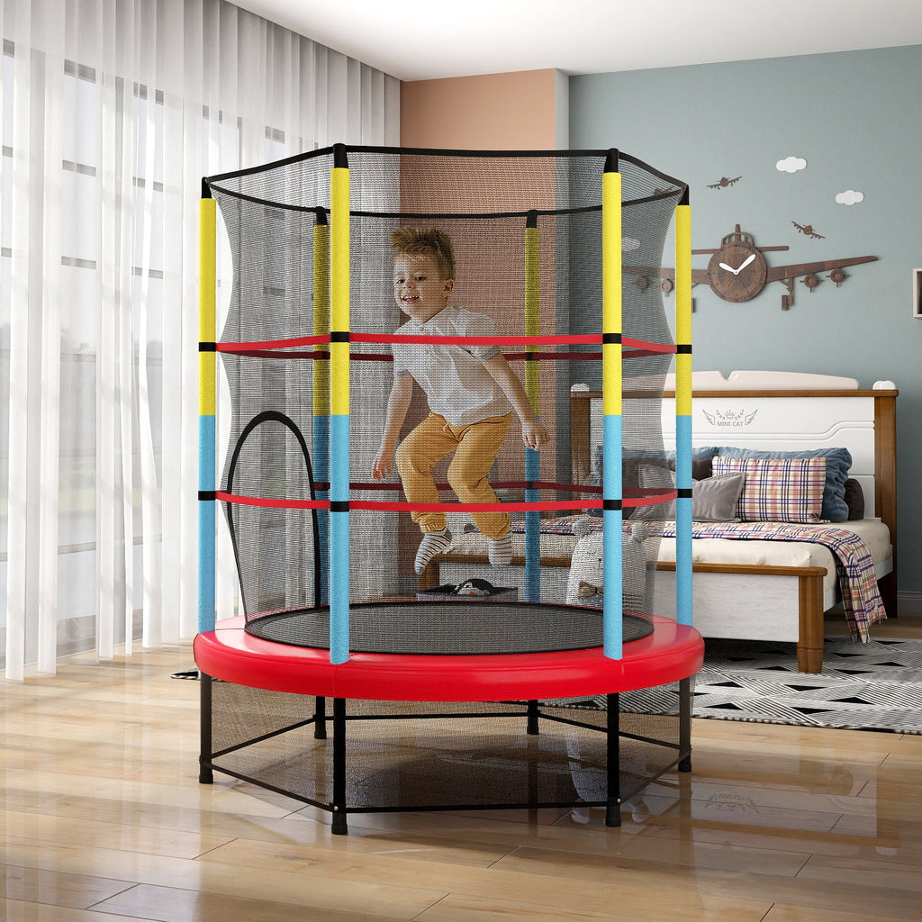 55'' Kids Mini Trampoline with Safety Enclosure Net – Indoor & Outdoor