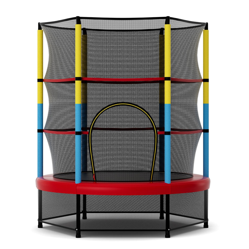 55'' Kids Mini Trampoline with Safety Enclosure Net – Indoor & Outdoor