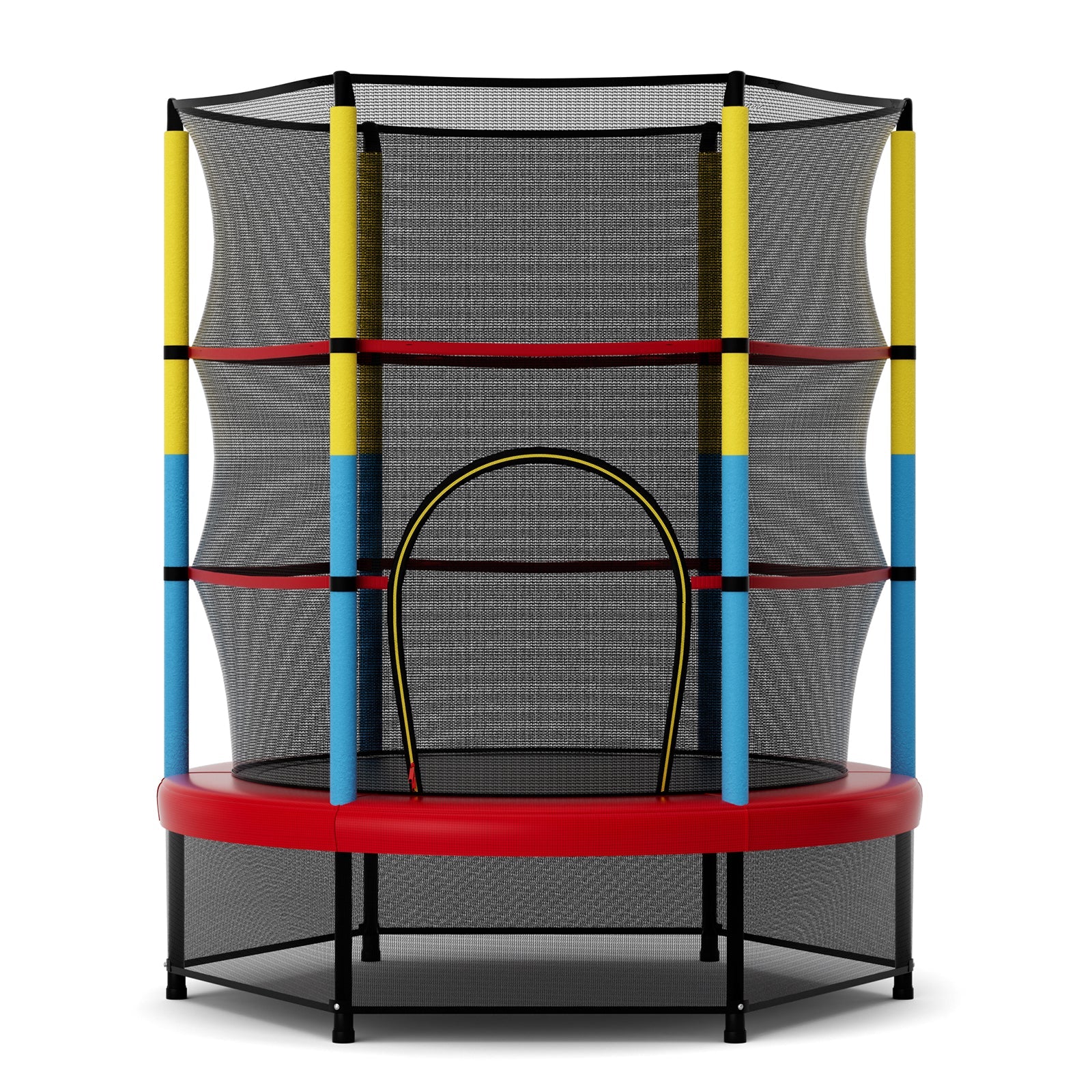 55'' Kids Mini Trampoline with Safety Enclosure Net – Indoor & Outdoor