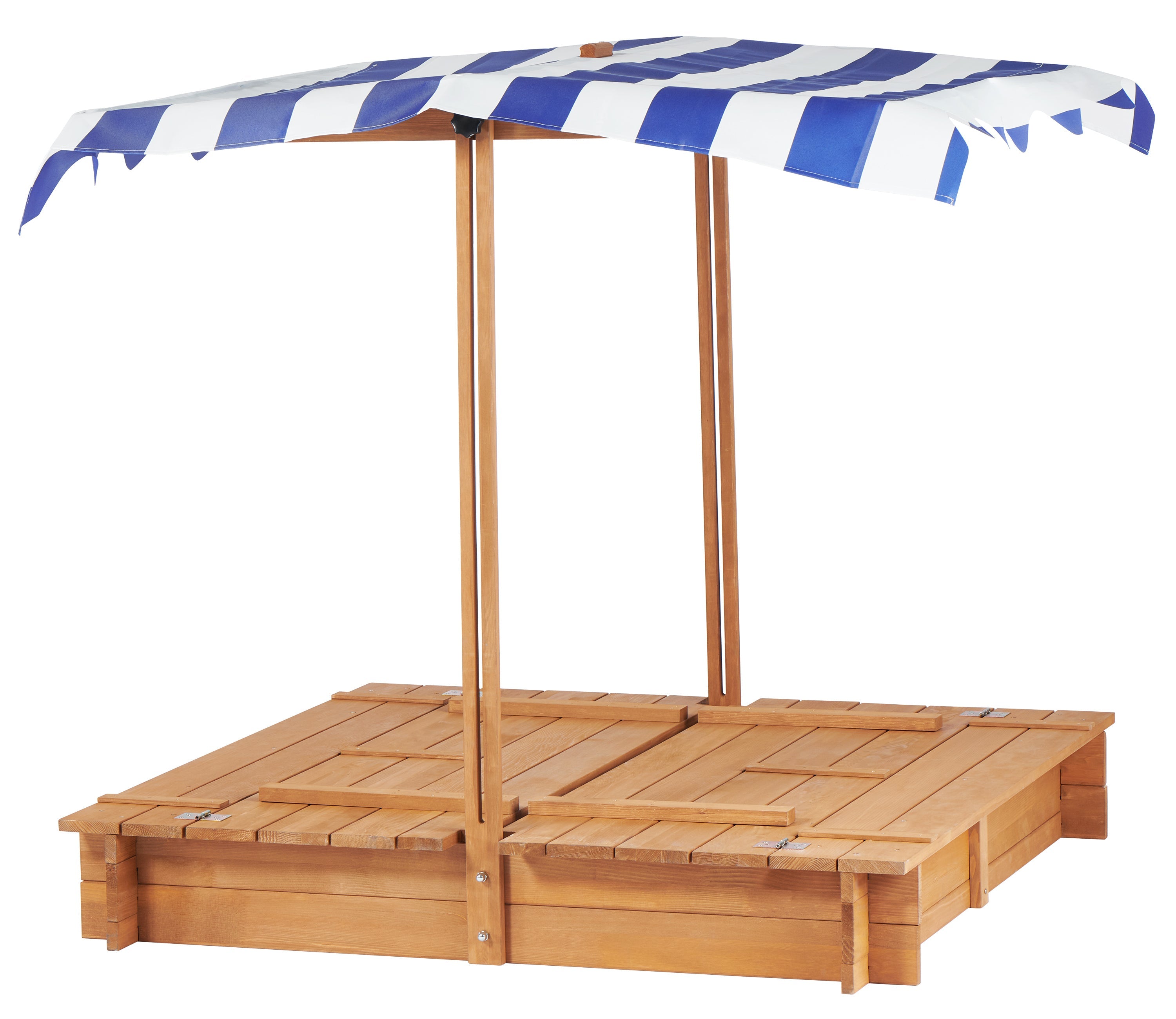 46'' Wooden Kids Sandbox with Canopy & Foldable Bench Seats