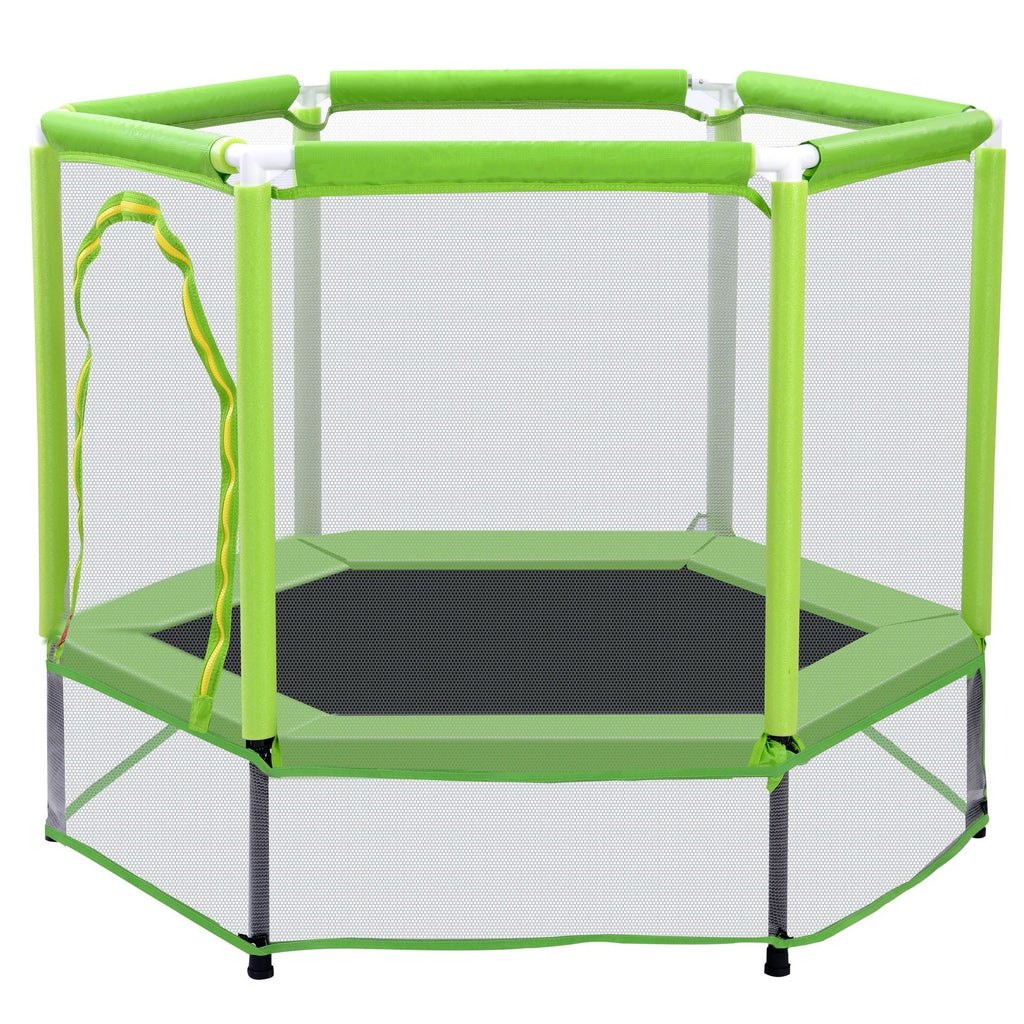 55'' Kids Trampoline with Safety Enclosure Net & Ocean Balls – Indoor Outdoor