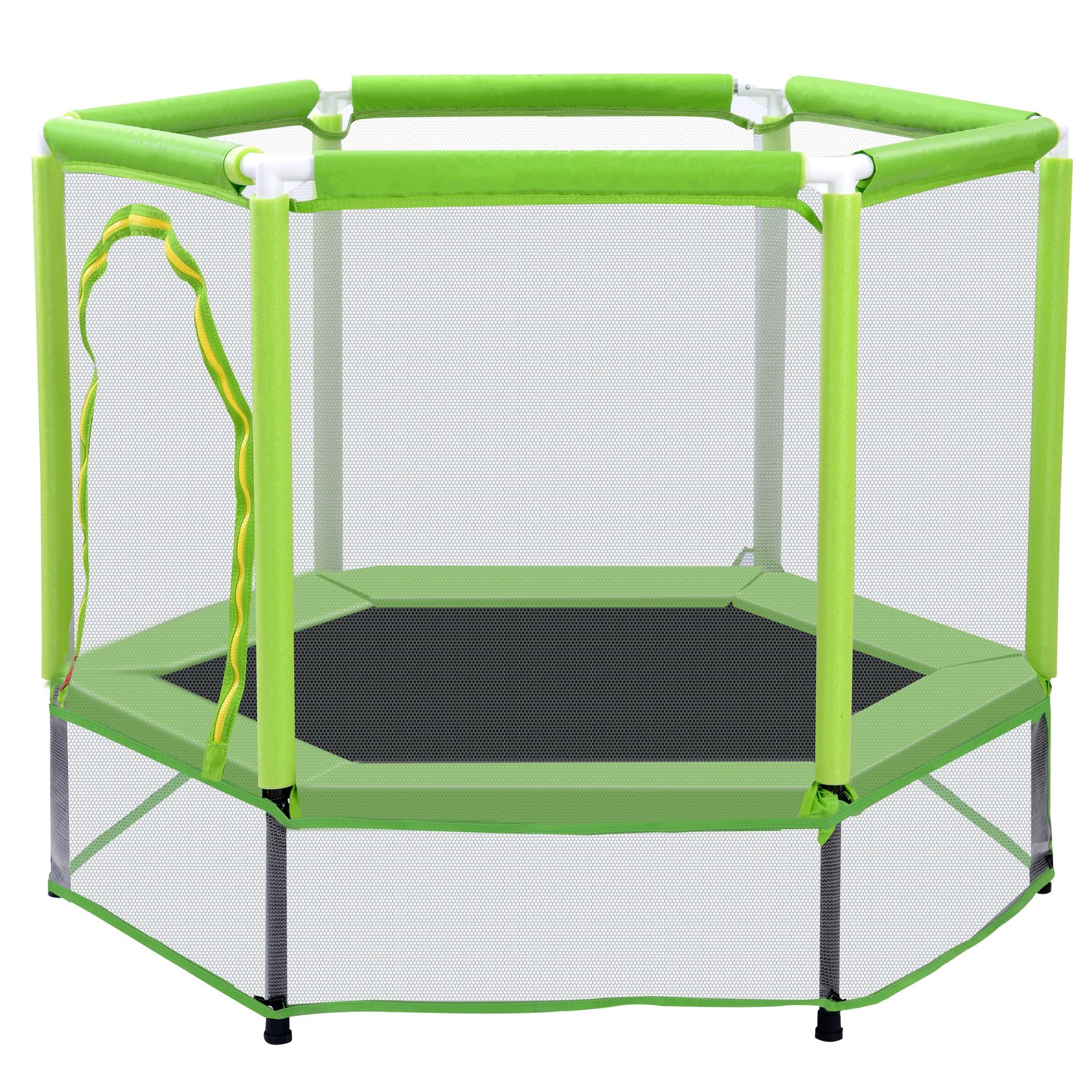 55'' Kids Trampoline with Safety Enclosure Net & Ocean Balls – Indoor Outdoor