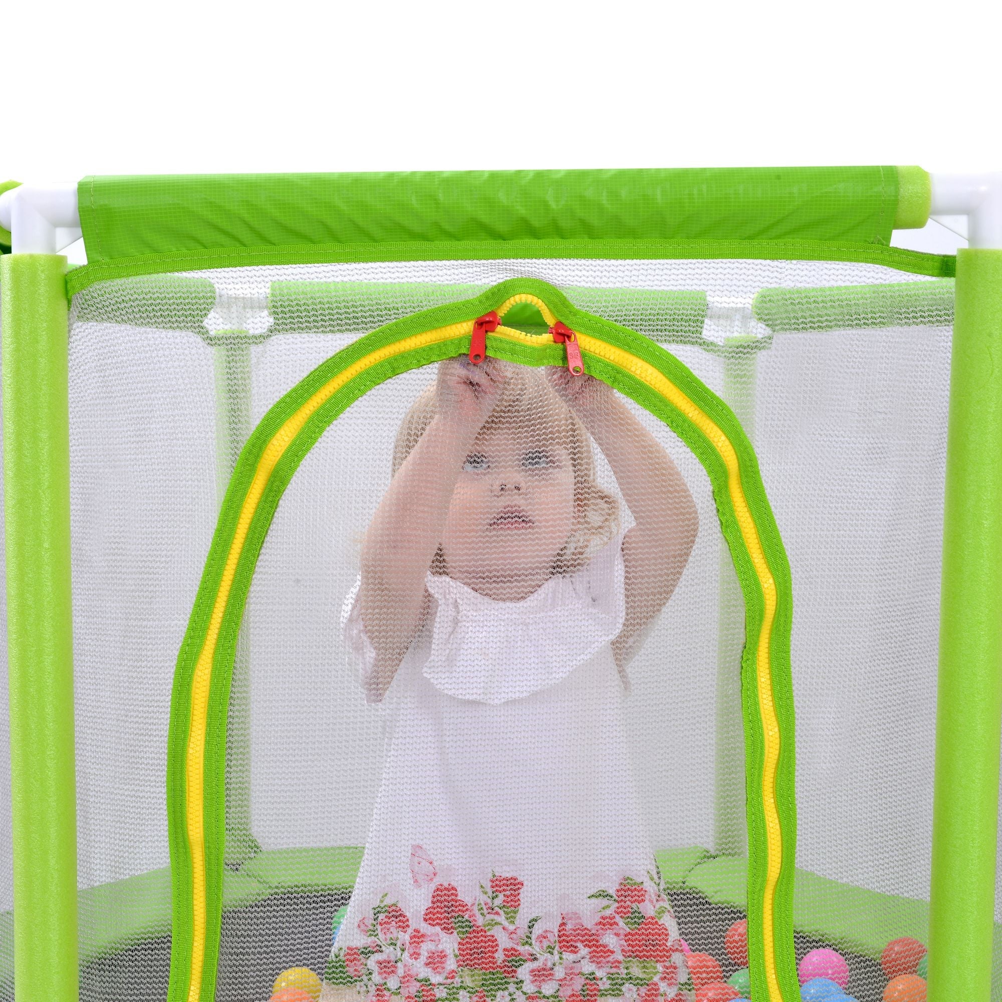 55'' Kids Trampoline with Safety Enclosure Net & Ocean Balls – Indoor Outdoor